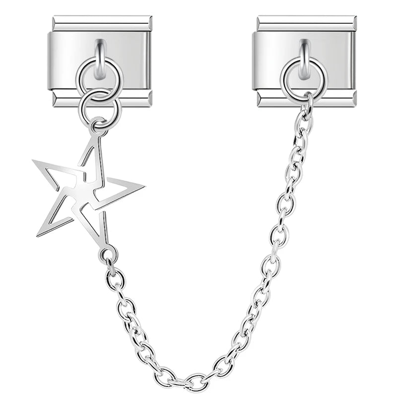 Charm Italiano Doble - Cadena con Símbolo Colgante (Ala, Estrella, Puzzle)