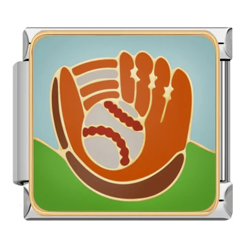 Charm Italiano Plano - Colección Escuela y Beisbol (Maestras y Deporte)