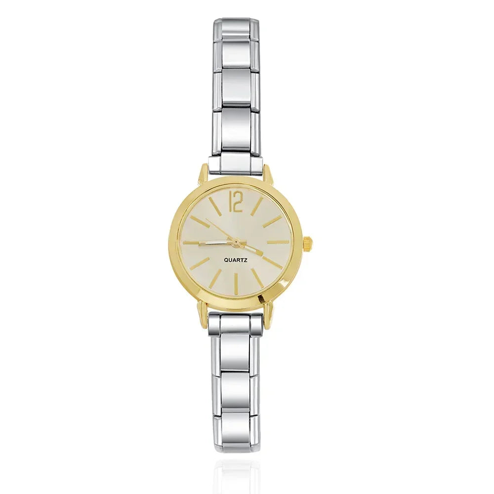 Reloj Base Modular - Esfera Redonda Clásica (Tres Tonos Metálicos)