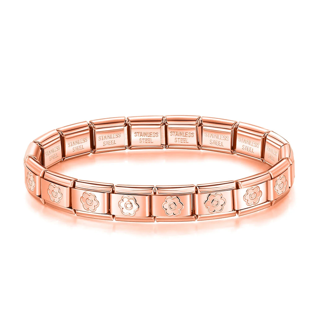 Full Base Bracelet - Hammered Textured Link (Gold, Silver and Rose)