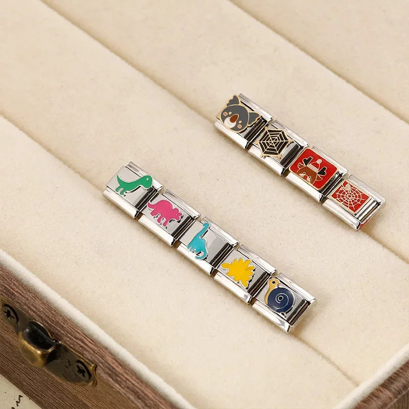 Charm Italiano Plano - Colección Mundo Animal (Dinosaurios, Koala, Caracol)