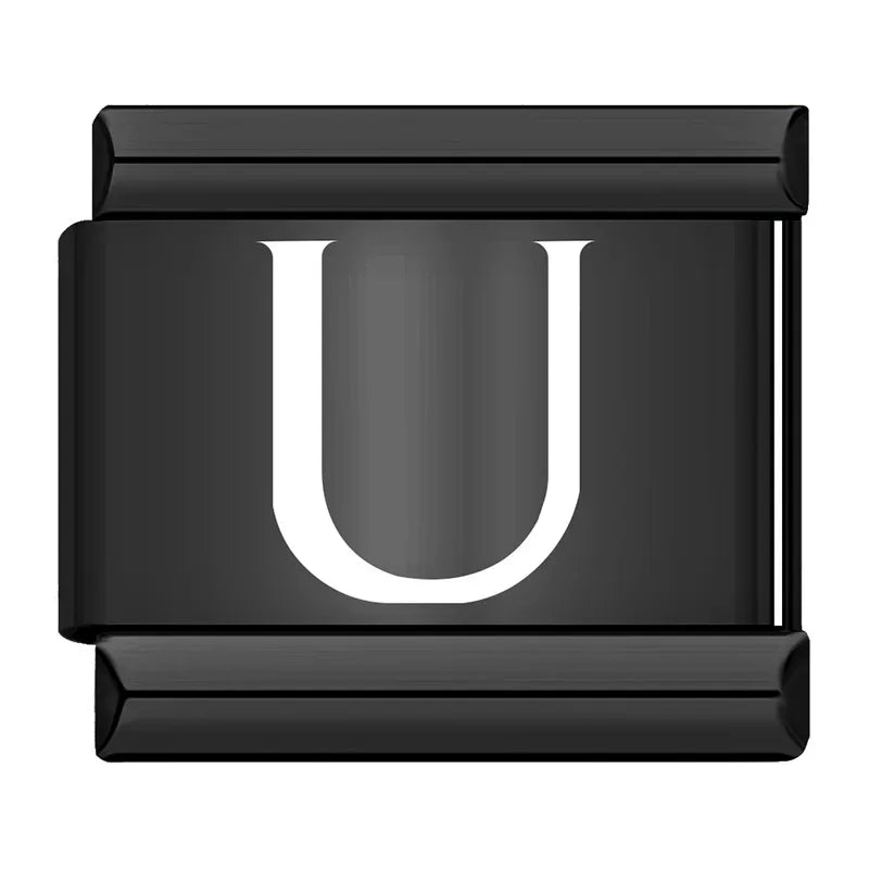 Charm Italiano Plano - Iniciales Contraste (Blanco sobre Negro)