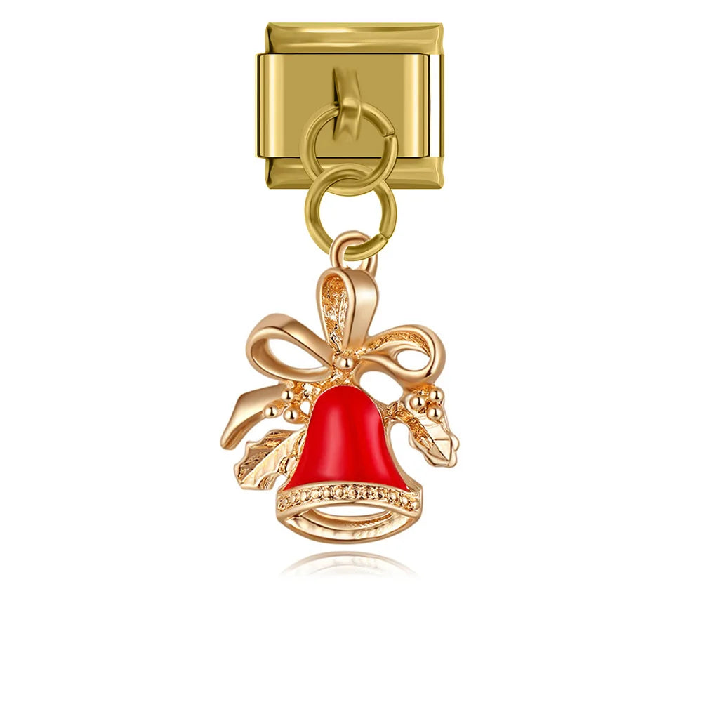 Charm Italiano Colgante - Colección Navidad Dorada (Árbol, Muñeco y Regalos)