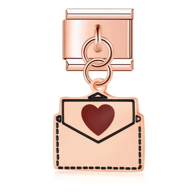 Charm Italiano Colgante - Colección Mensajes de Amor (Carta, Regalo, Pastel)