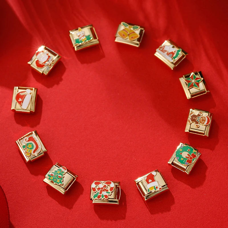 Charm Italiano Plano - Colección Navidad Clásica (Papá Noel, Árbol y Oro)