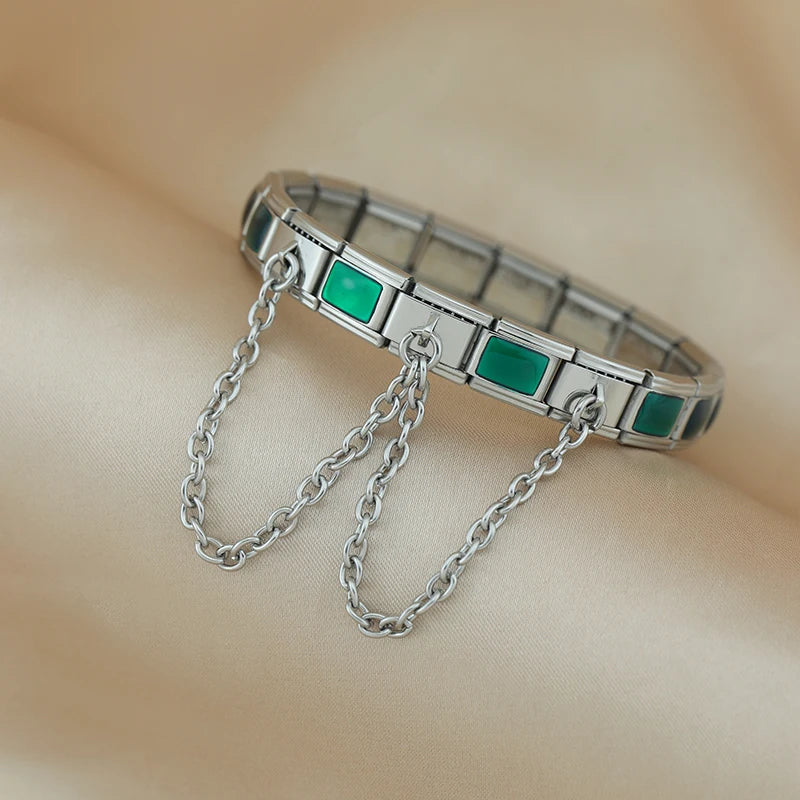 Charm de Seguridad Triple - Doble Cadena (Acero Minimalista)