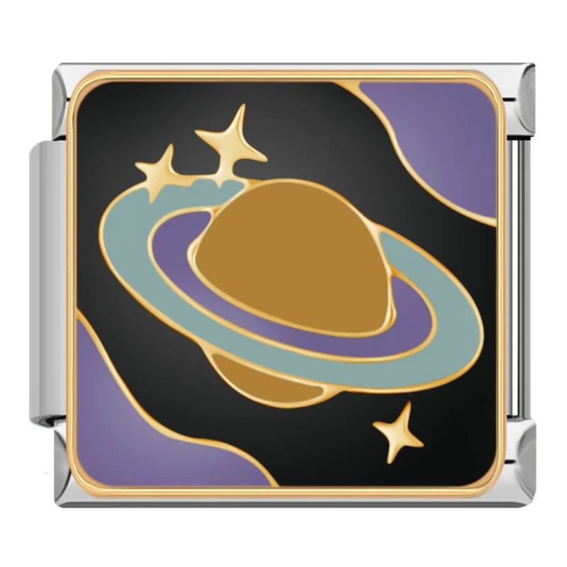 Charm Italiano Plano - Colección Galaxia y Ciencia (Espacio, Cohete, Alien)