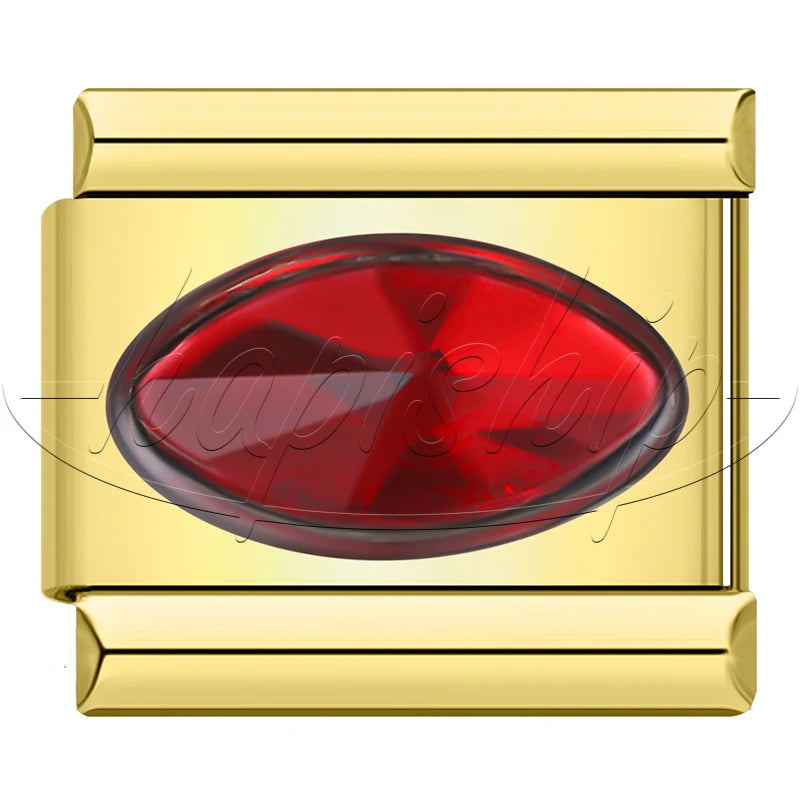Charm Italiano Joya - Piedra Ovalada Facetada (Base Oro)