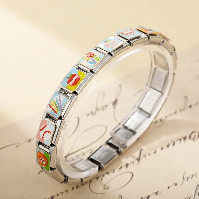 Charm Italiano Plano - Colección Escuela y Beisbol (Maestras y Deporte)