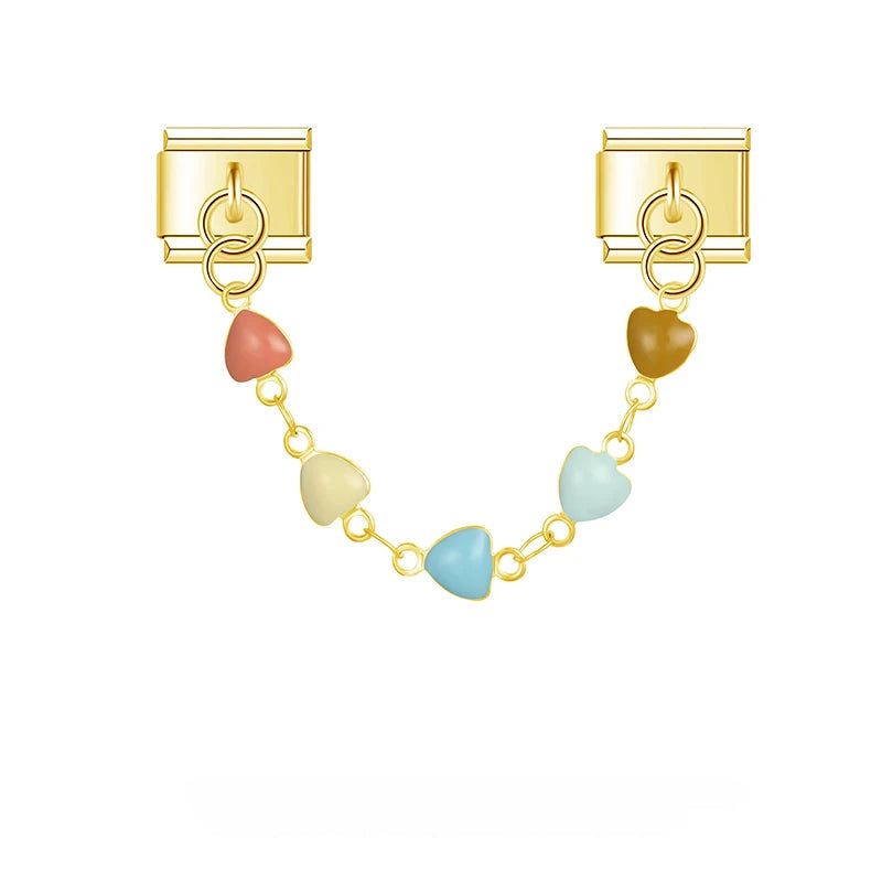 Charm Italiano Doble - Cadena Arcoíris y Ojos (Toque de Color)