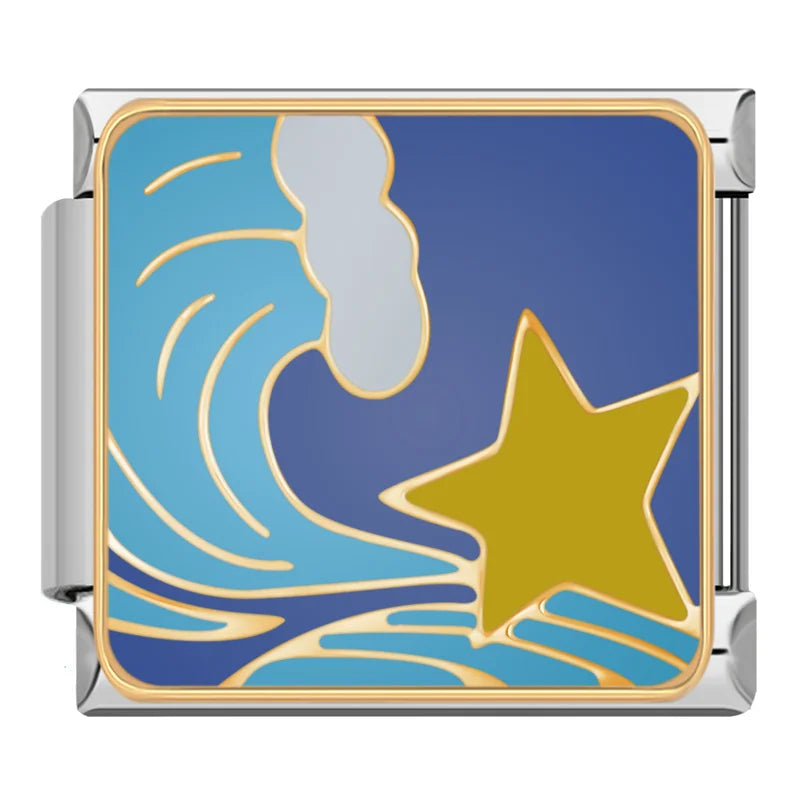 Charm Italiano Plano - Colección Noche Estrellada y Sueños (Arte Celeste)