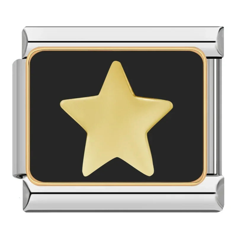 Charm Italiano Plano - Colección Halloween Gótico (Cráneos, Murciélagos y Luna)