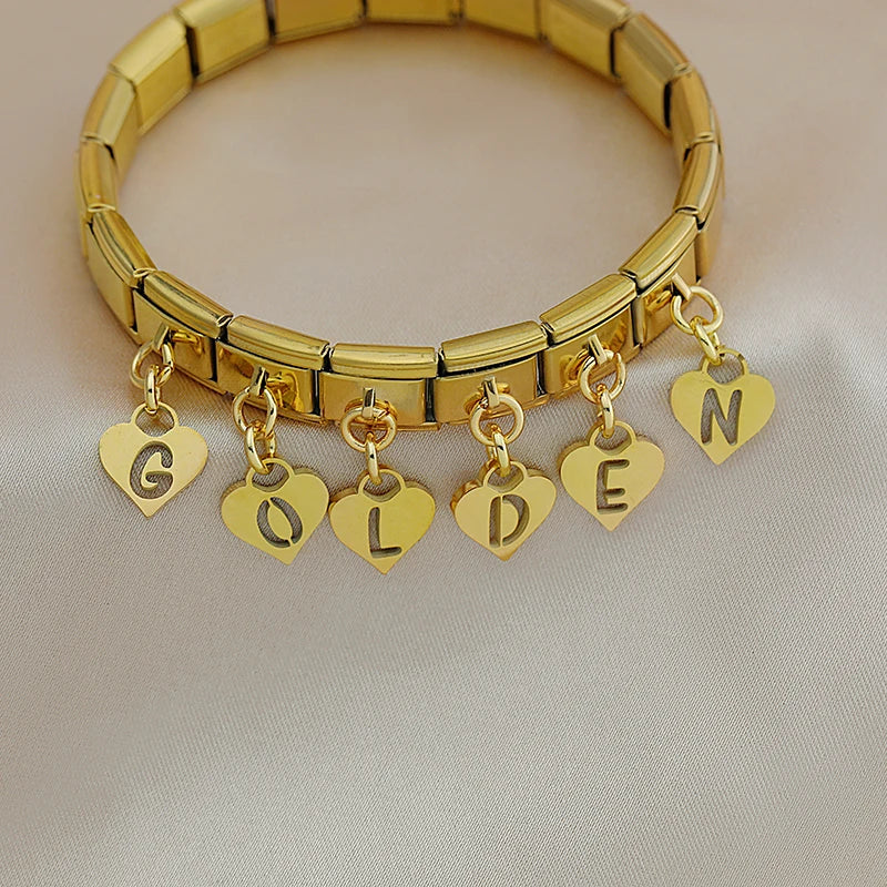 Charm Italiano Colgante - Inicial en Corazón Dorado (Letras A-Z)