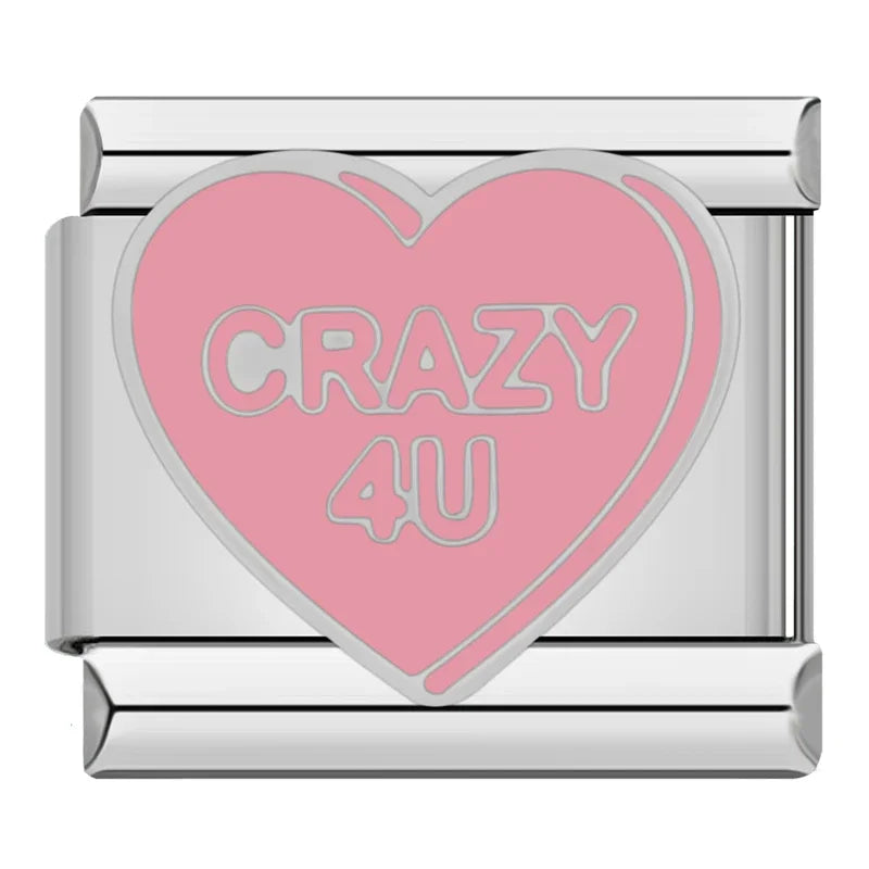 Charm Italiano Plano - Colección Corazones con Mensaje (Pride, Humor y Amor)