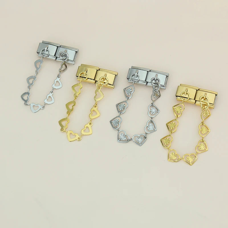 Charm Italiano Doble - Cadena de Motivos Repetidos (Corazón y Estrella)