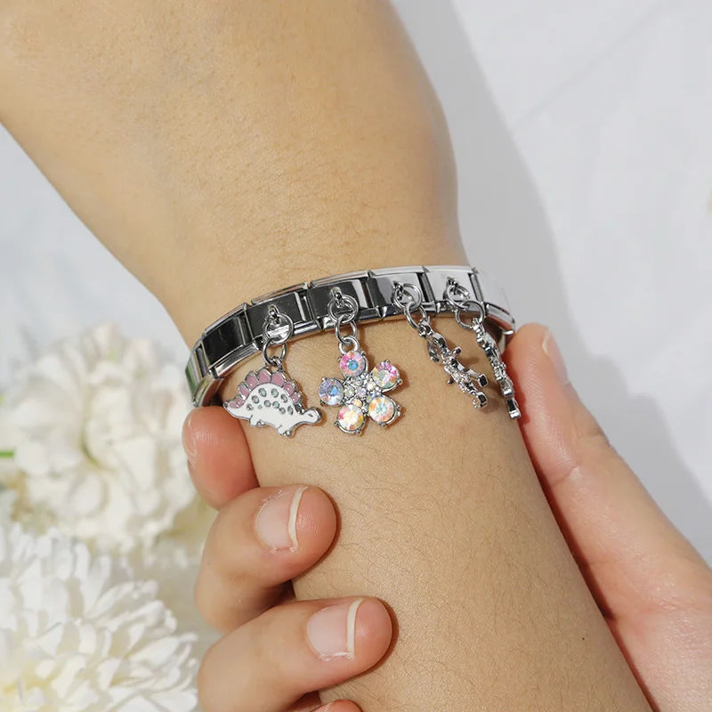 Charm Italiano Colgante - Colección Naturaleza y Familia (Niños, Flores, Luna)