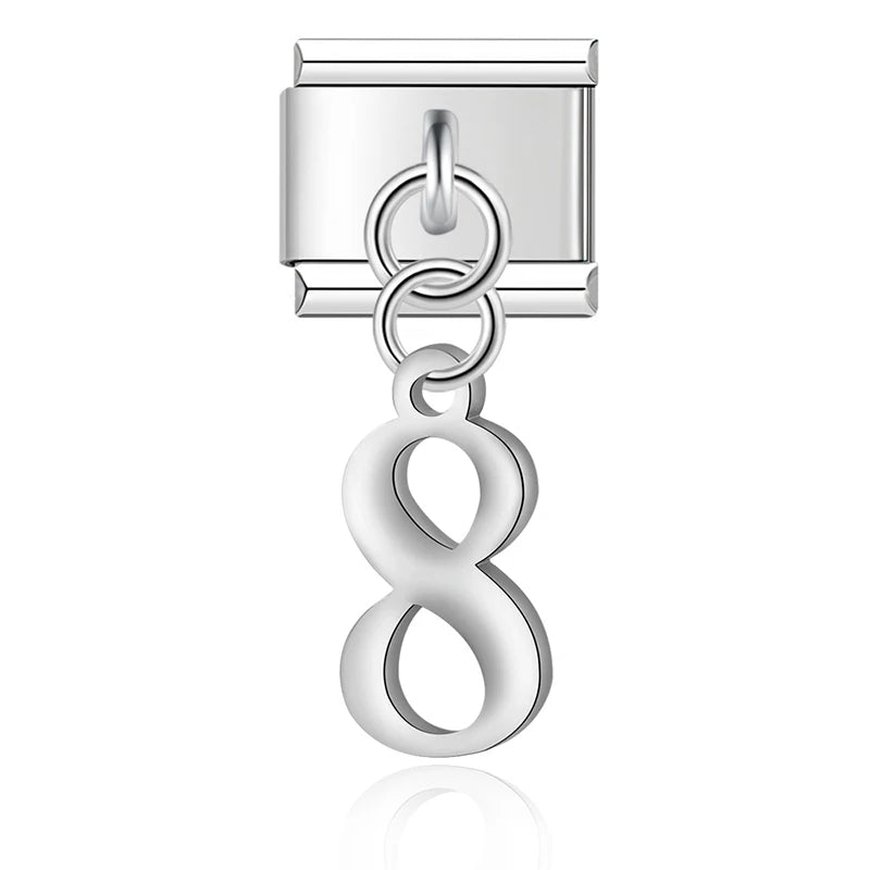 Charm Italiano Colgante - Dígitos Modulares (0-9) en Oro y Plata