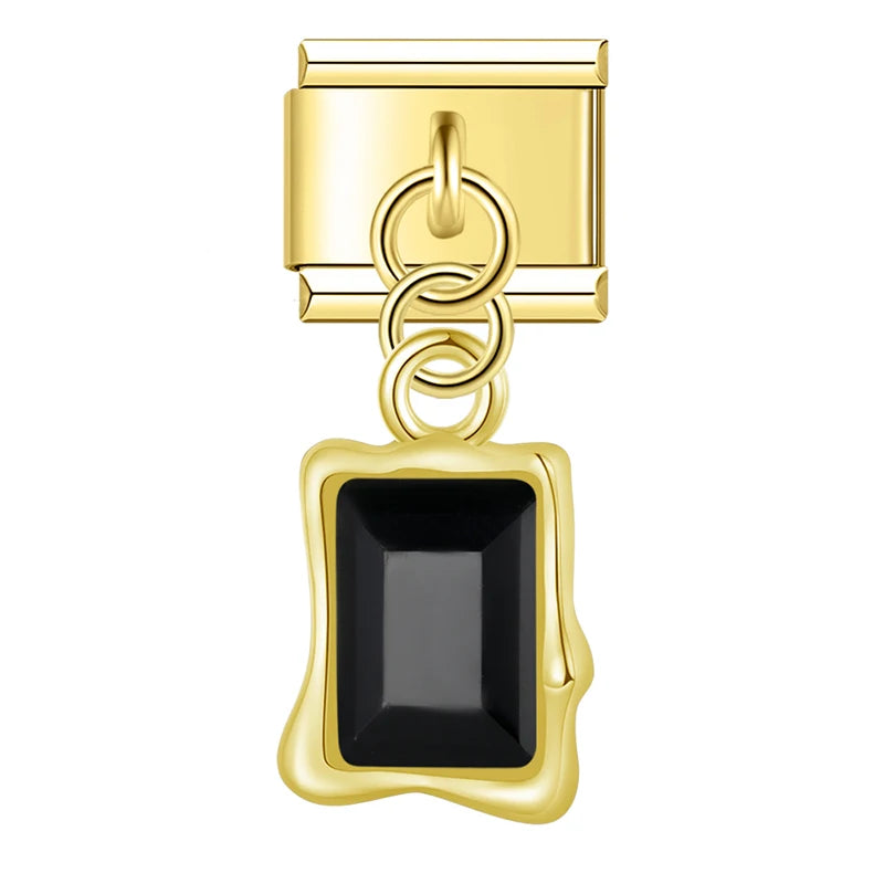Charm Italiano Colgante - Solitario Rectangular con Zirconia (Lujo Geométrico)