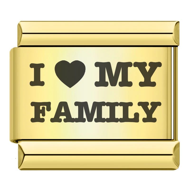 Charm Italiano Plano - Colección Mensajes Audaces (Familia, Motivación y Oro)