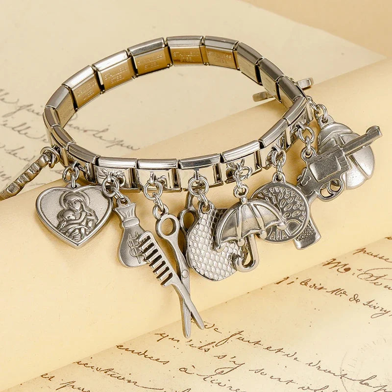 Charm Italiano Colgante - Colección Plata Texturizada (Vintage y Hobbies)