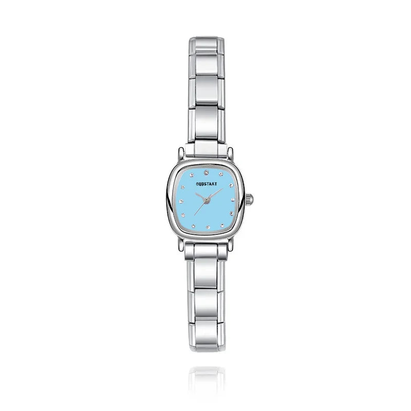 Reloj Base Modular - Diseño Cojín con Esfera Pastel (Rosa y Azul)