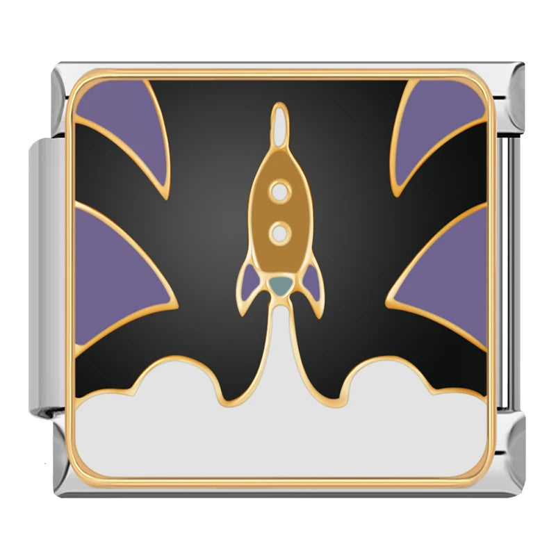 Charm Italiano Plano - Colección Galaxia y Ciencia (Espacio, Cohete, Alien)