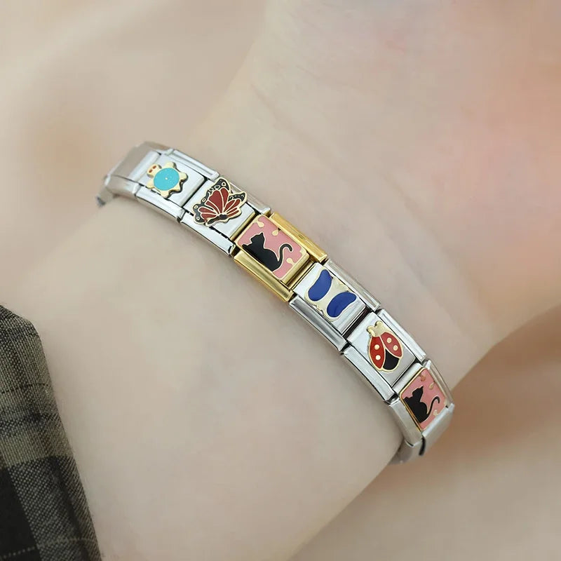 Charm Italiano Plano - Colección Pequeños Animales (Mariquita, Mariposa, Gato)