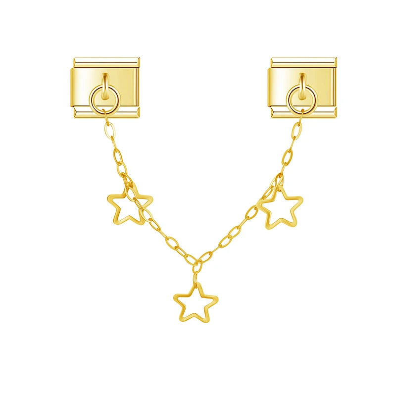 Charm Italiano Doble - Cadena de Motivos Celestiales (Oro)
