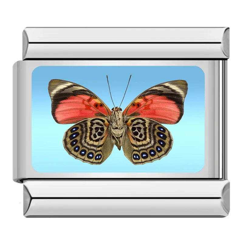 Charm Italiano Plano - Colección Mariposas del Mundo (Realistas y Coloridas)