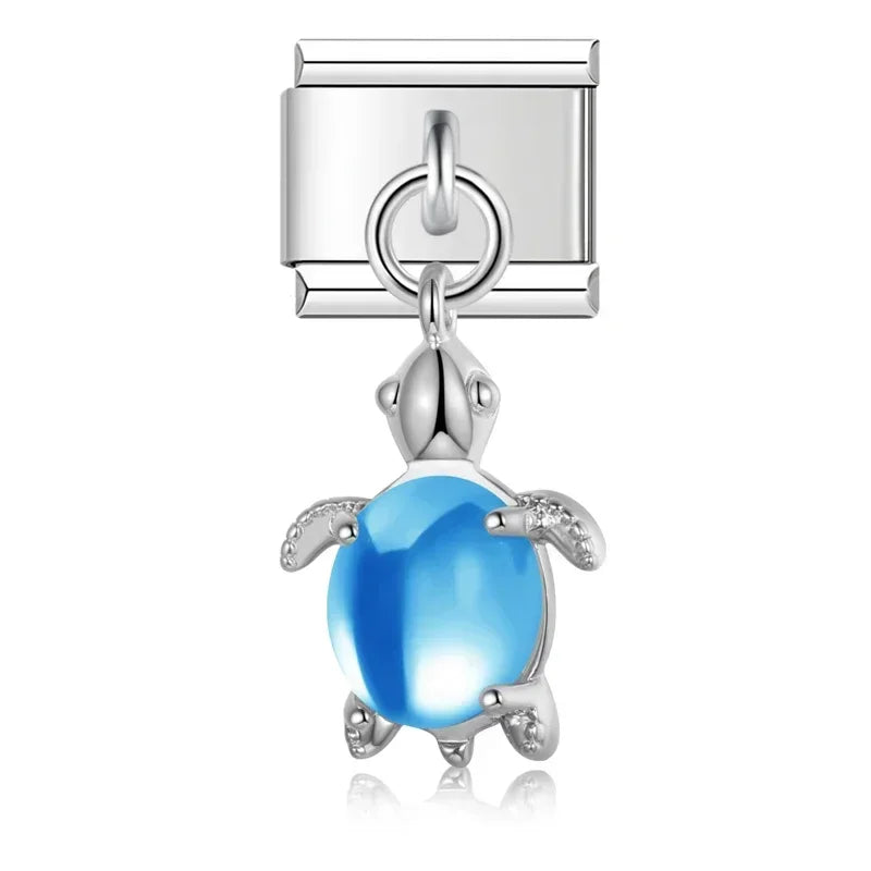 Charm Italiano Colgante - Tortuga de la Suerte (Concha de Cristal Facetado)