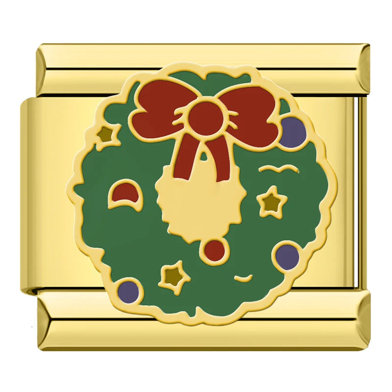 Charm Italiano Plano - Colección Navidad Clásica (Papá Noel, Árbol y Oro)