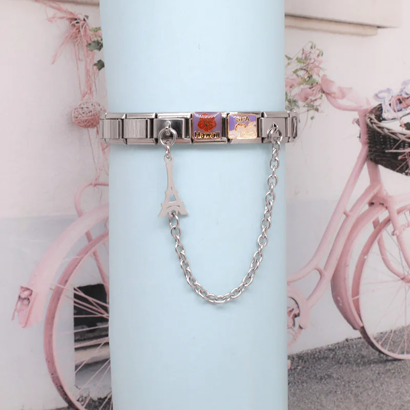 Charm Italiano Doble - Cadena con Símbolo Colgante (Ala, Estrella, Puzzle)