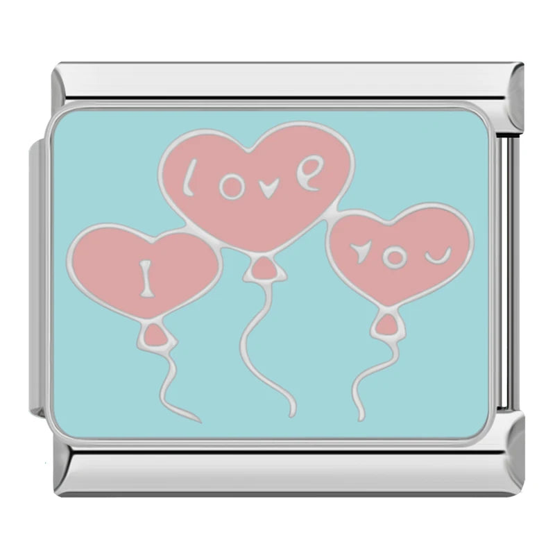Charm Italiano Plano - Colección Amor Dulce (Globos, Corazones y Nubes)