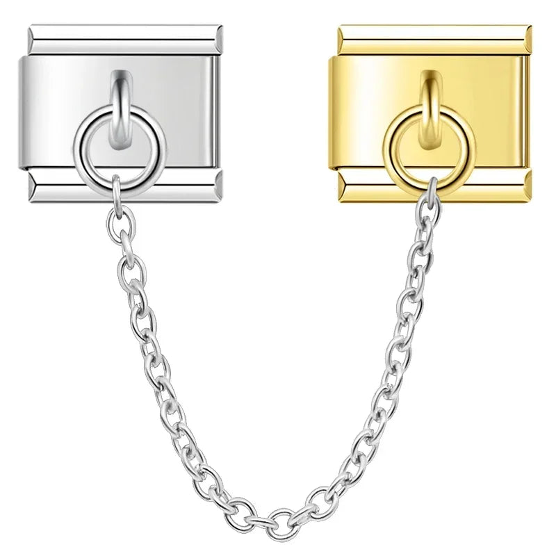 Charm Italiano Doble - Cadena de Conexión Minimalista (Estilo Safety Chain)