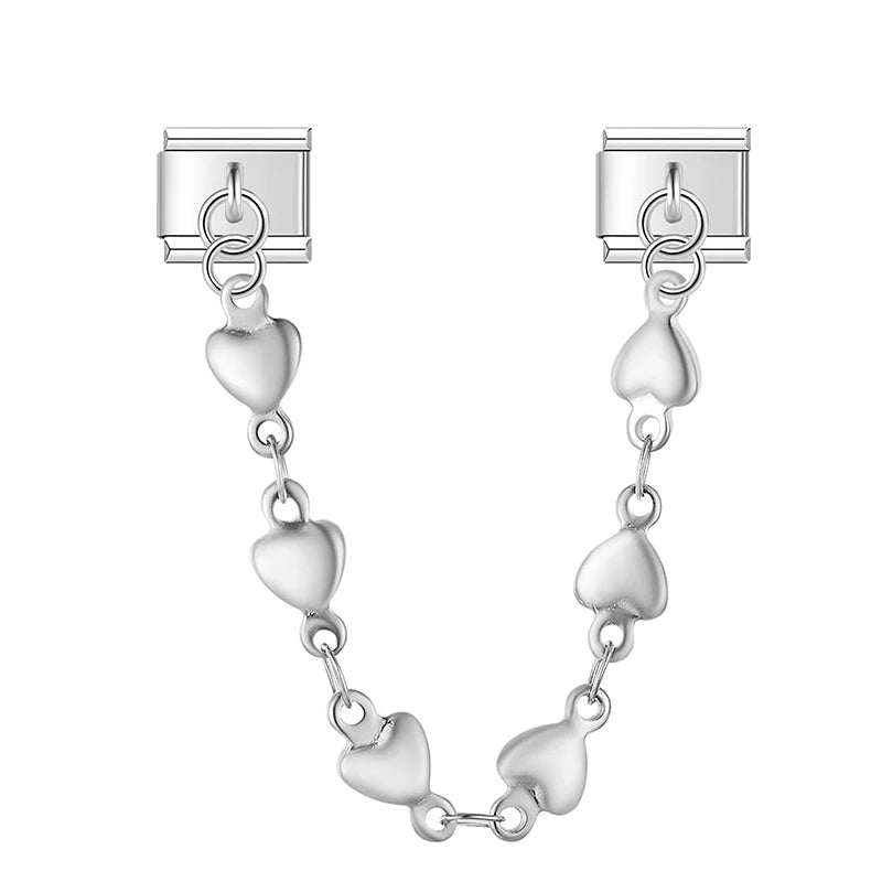 Charm Italiano Doble - Cadena de Motivos Arcoíris (Mariposas y Corazones)