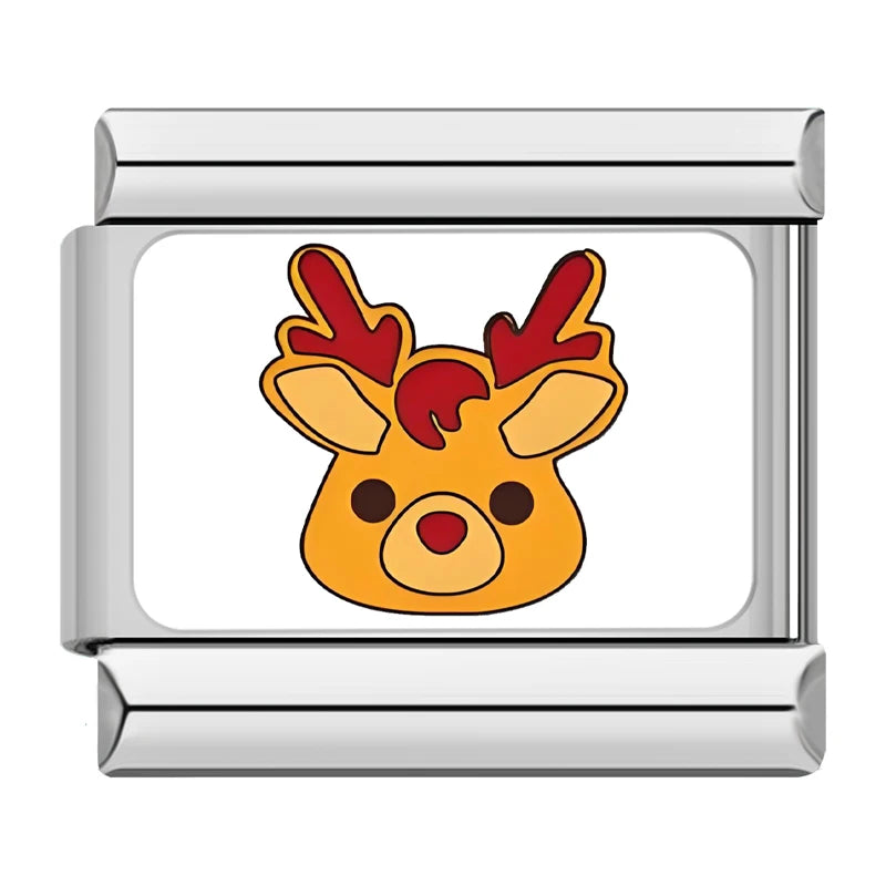 Charm Italiano Plano - Colección Navidad "Cute" (Muñecos de Nieve, Reno y Regalos)