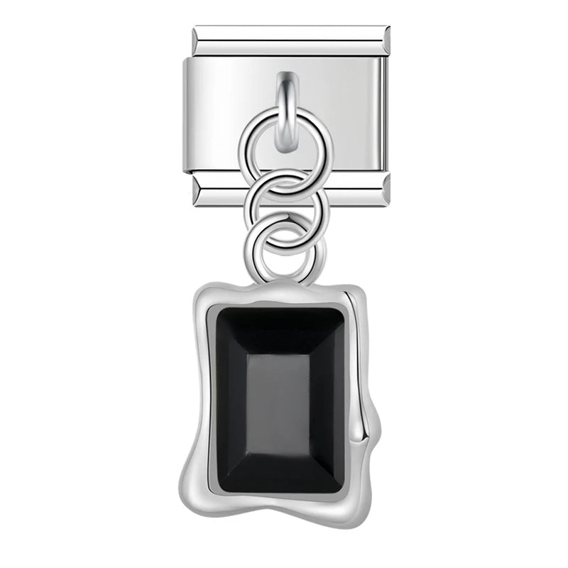 Charm Italiano Colgante - Solitario Rectangular con Zirconia (Lujo Geométrico)