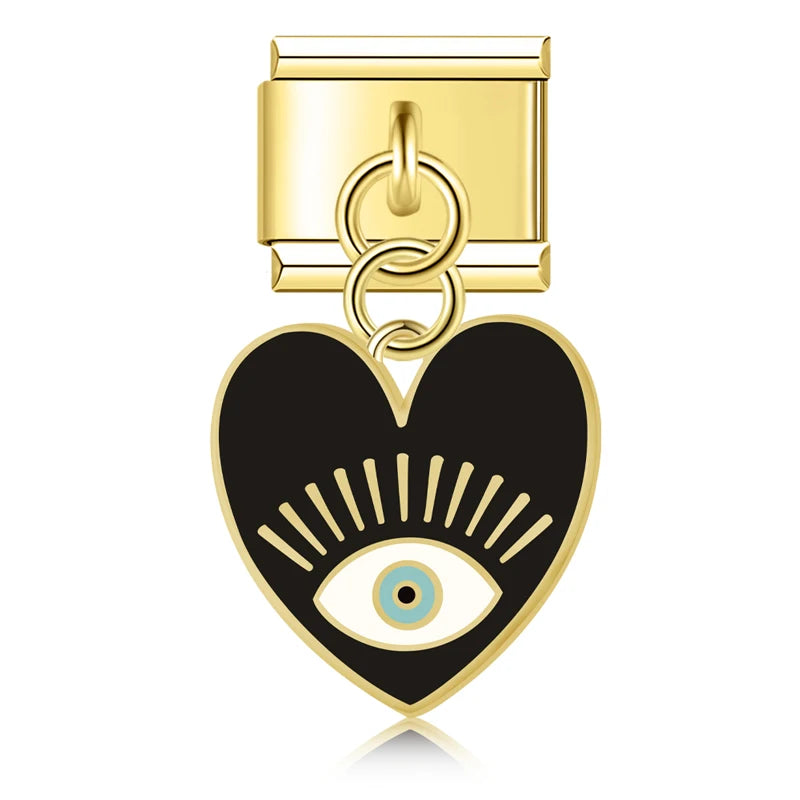 Charm Italiano Colgante - Corazón Protector "Evil Eye" (Varios Colores)