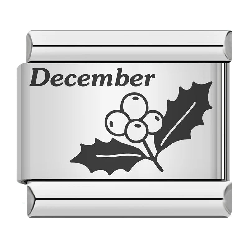 Charm Italiano Plano - Colección Flor del Mes de Nacimiento (12 Meses)