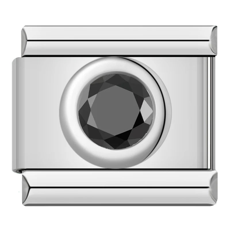 Charm Italiano Plano - Solitario Clásico Redondo (Piedras de Nacimiento)