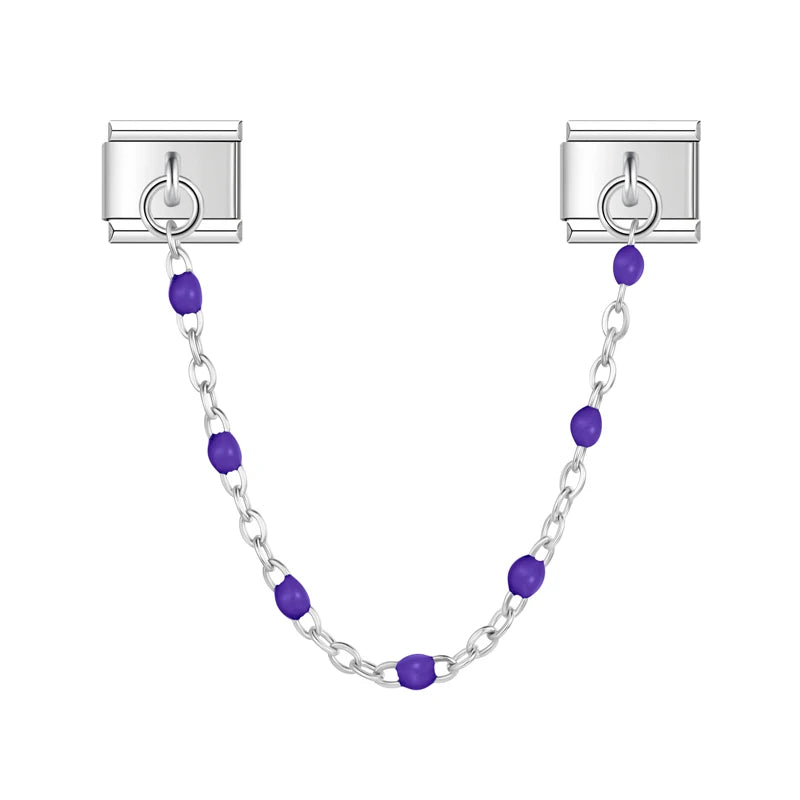 Charm Italiano Doble - Cadena con Cuentas de Color (Toque Minimalista)