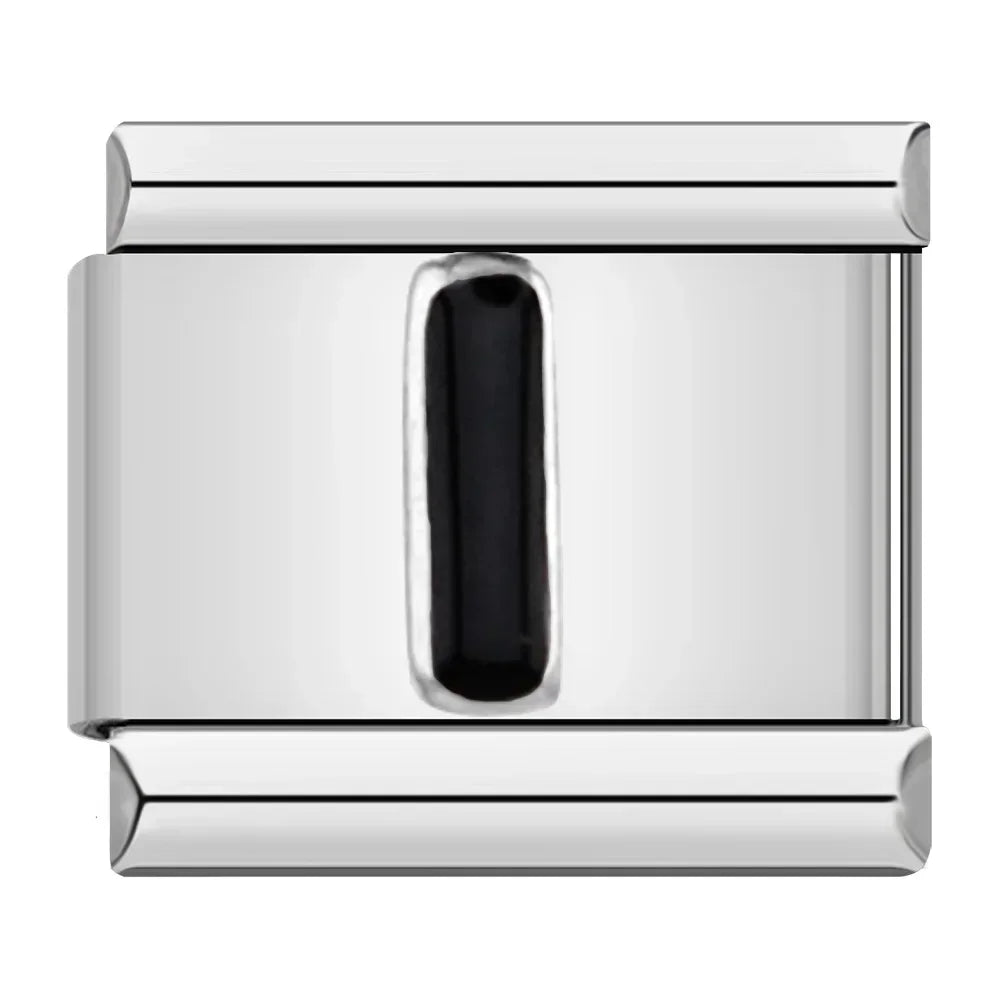 Charm Italiano Plano - Iniciales Negras en Relieve (Letras y Símbolos)