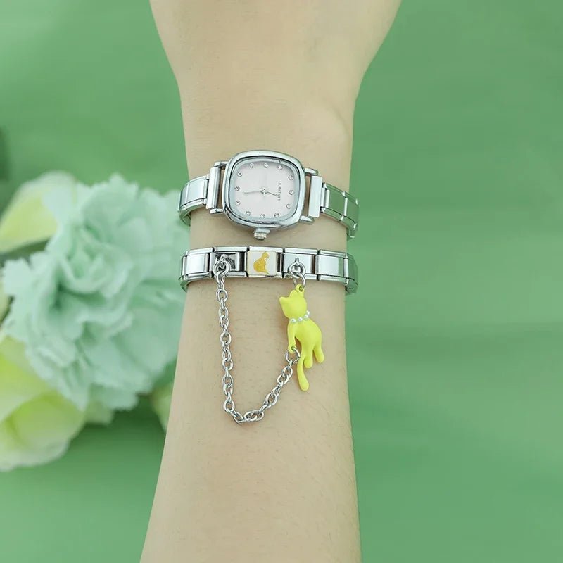 Charm Italiano Doble - Cadena con Gato Escala (Mascota Divertida)