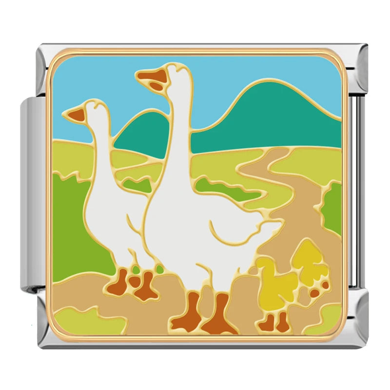 Charm Italiano Plano - Colección Vida en la Granja (Cosecha, Vaca, Espantapájaros)