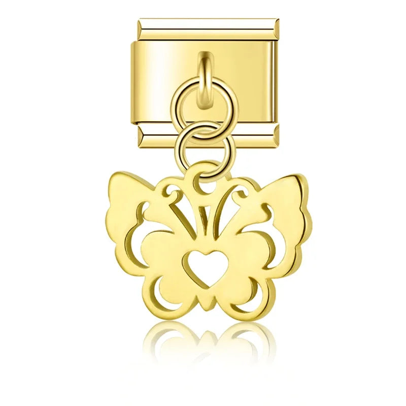 Charm Italiano Colgante - Símbolos Místicos y Celestiales (Luna, Estrella, Ala)