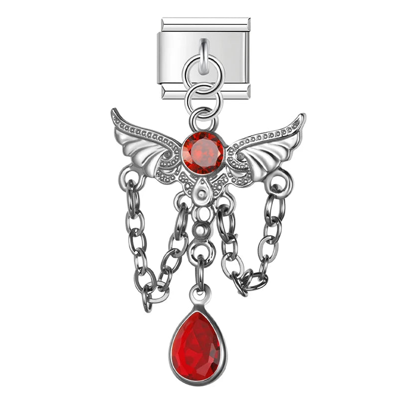 Charm Italiano Colgante - Ángel y Tassel de Cristal (Máximo Brillo)
