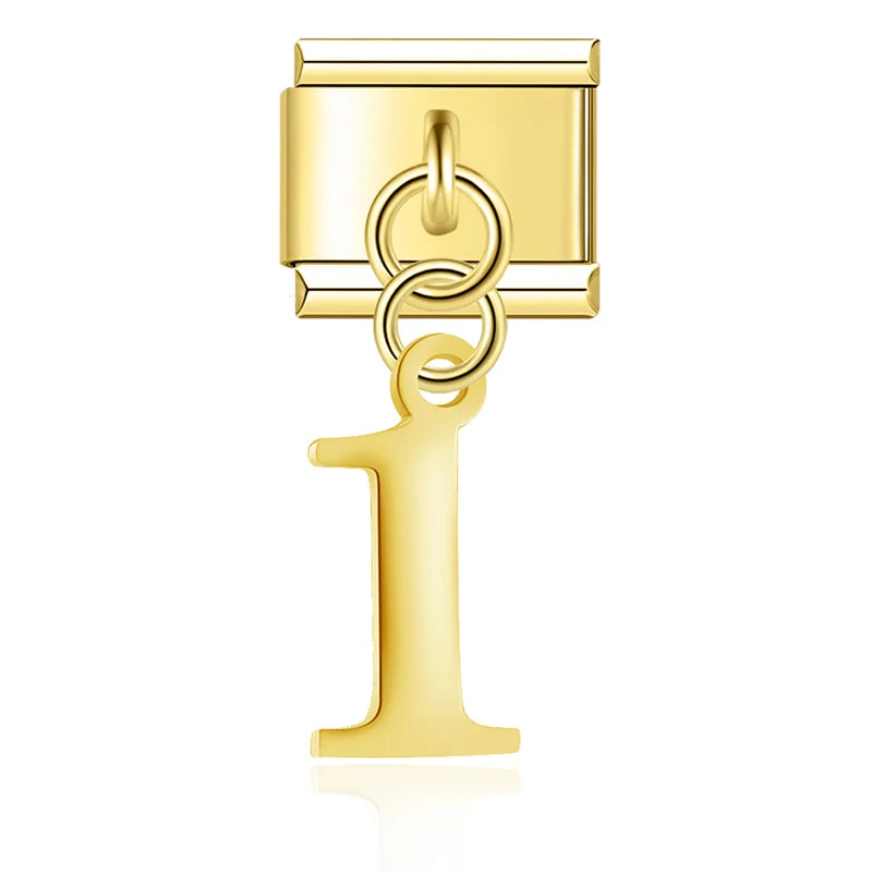 Charm Italiano Colgante - Dígitos Modulares (0-9) en Oro y Plata