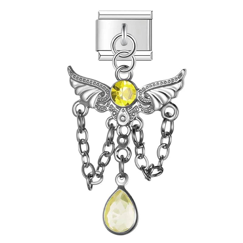 Charm Italiano Colgante - Ángel y Tassel de Cristal (Máximo Brillo)