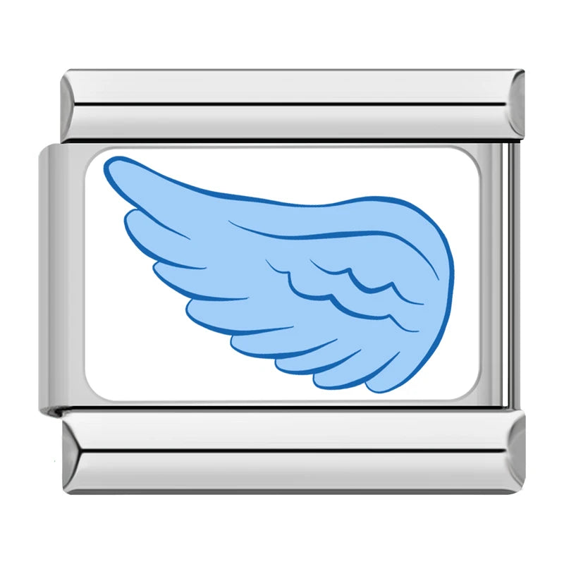 Charm Italiano Link - Colección "Parejas y Conexión": Puzzle, Llave y Coronas (Acero Esmaltado)