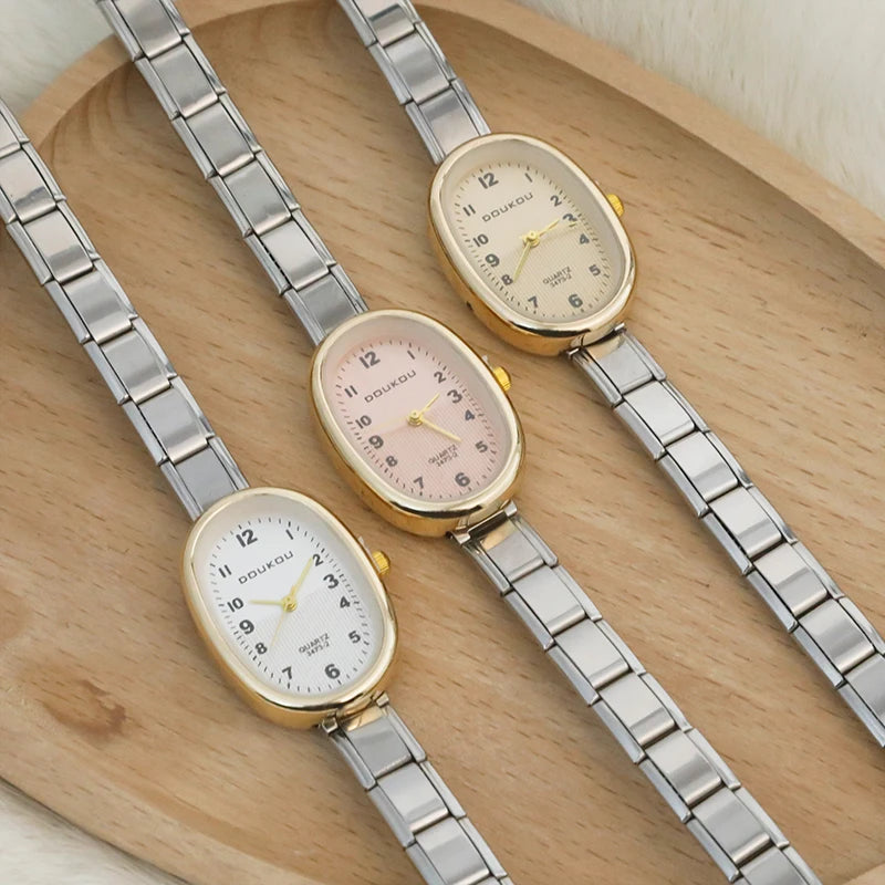 Reloj Base Modular - Diseño Elíptico Vintage (Bicolor Oro y Plata)